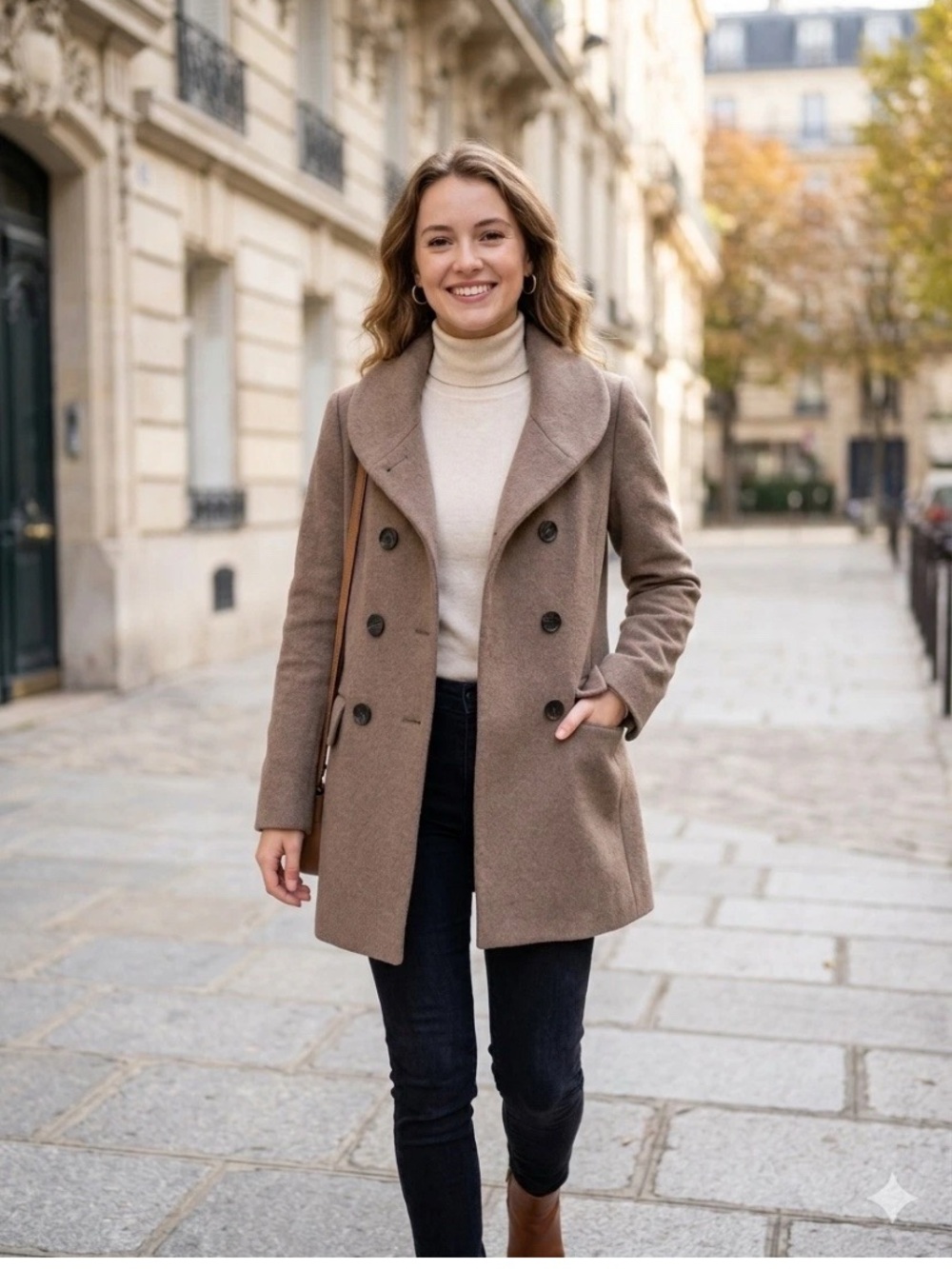 Calvin Klein Women's Double-Breasted Pea Coat in Taupe SZ 4